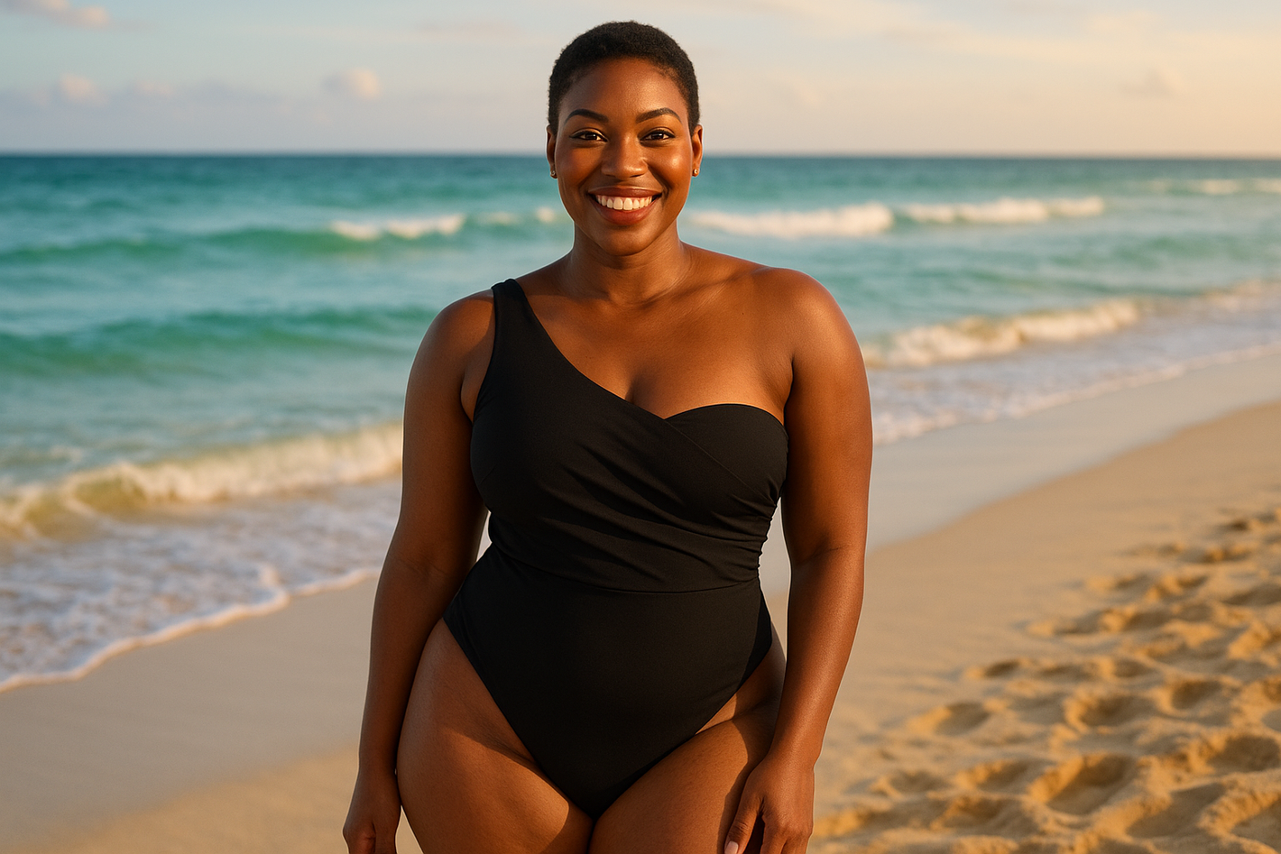 black girl in swim suit posing for picture 